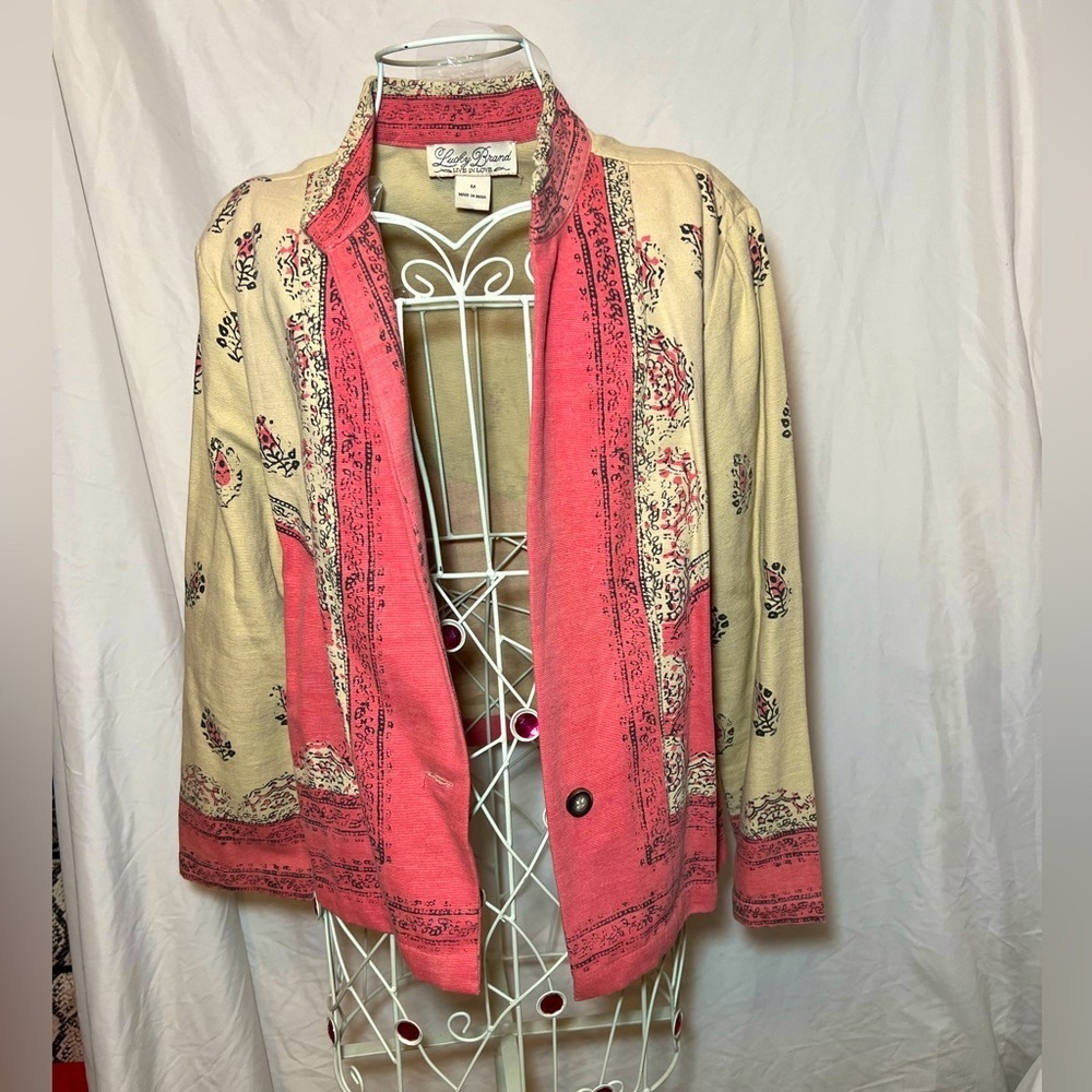 Lucky Brand Jacket - Pink/Tan - Size Medium